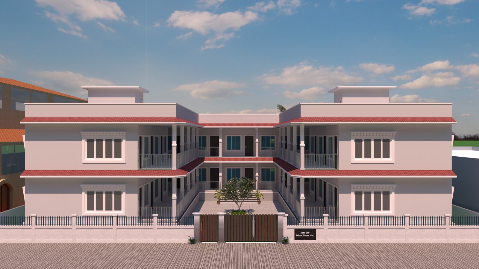 Architect's rendering of Sera Jey Tehor House No. 1, the new two-storey residence