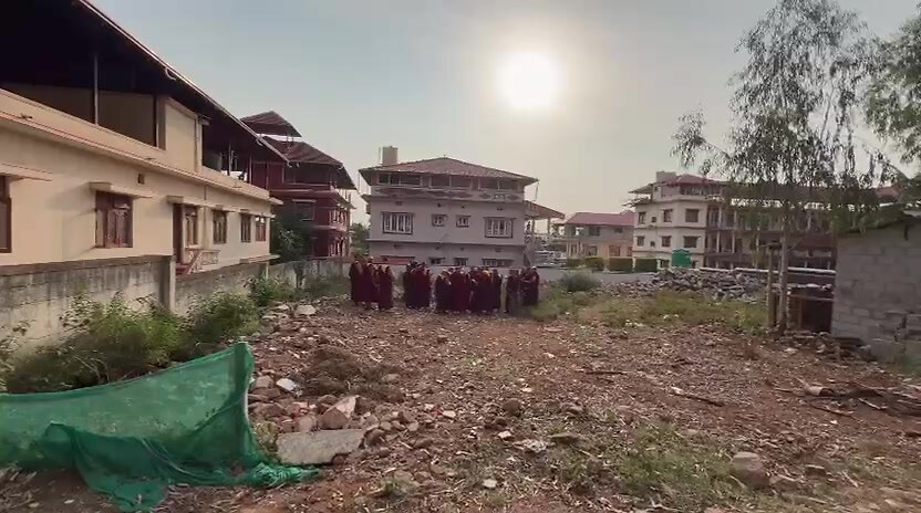 The cleared construction site at Lama Camp, Bylakuppe, ready for the new rooms